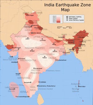 Inde,tour,séismes,régions sismiques,risques sismiques